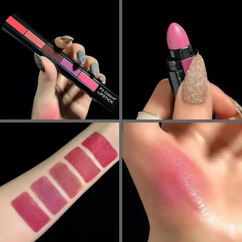Fit Colors 5-Color Velvet Matte Lipstick Set – Long-Wear Matte Lipstick Set HIP