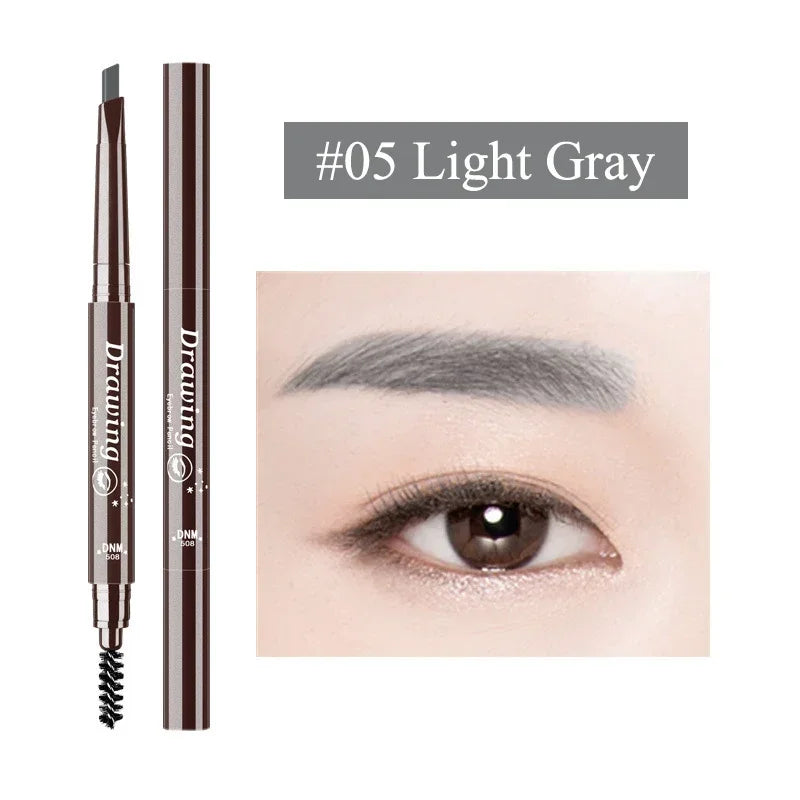 DNM 7 Color Natural Makeup Double Head Super Fine Eyebrow Pencil Waterproof Long Lasting Easy Ware Eye Brow Make Up Pen HIP 05 Light Gray