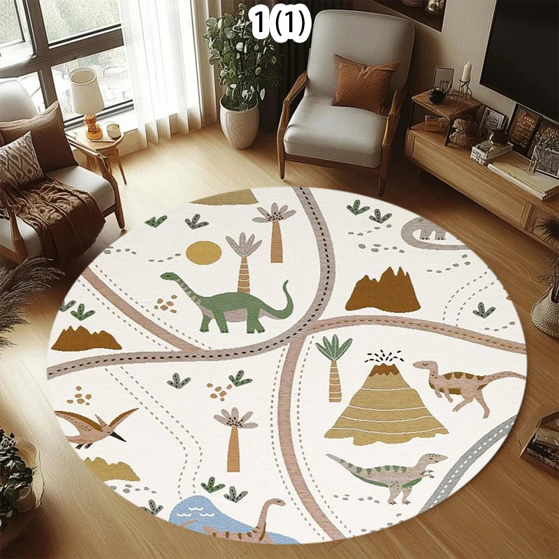 Round Kids Play Rug – Animal & City Road Educational Mat Kids Play Rug HIP
