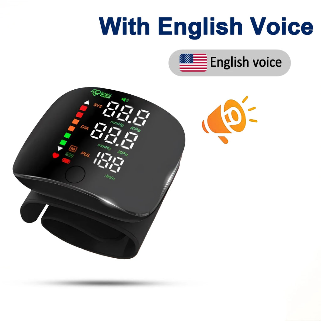 Fireurus Wrist Blood Pressure Monitor – Voice Digital Wrist BP Monitor HIP Black--English