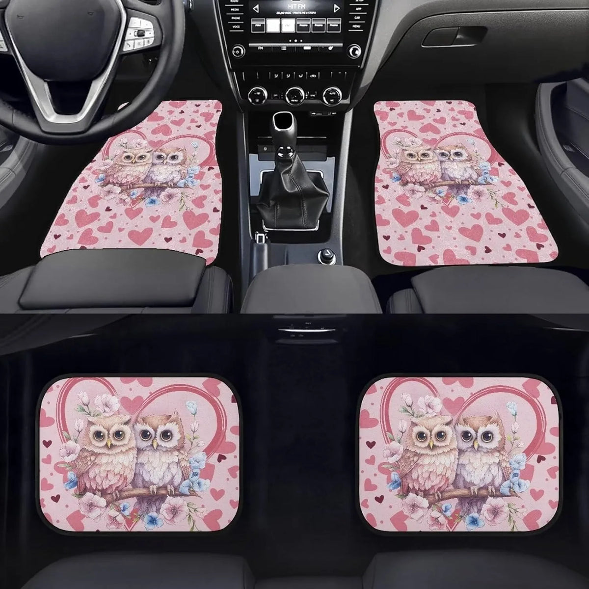 Cute Owl Car Floor Mats – Anti-Slip Universal SUV 4-Piece Set Car Floor Mats HIP