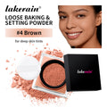 Loose Baking&Setting Powder and Puff Long Lasting Waterproof Oil Control Matte Setting Powder Natural Brightening Face Cosmetics HIP 4Brown and puff