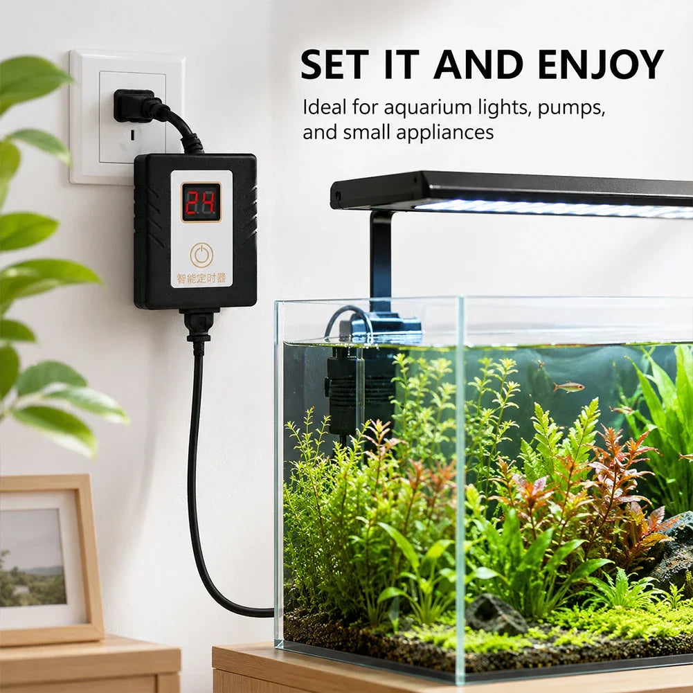 Portable Cycle Aquarium Timer Stable Black Generator Timing Switch Adjustable Fish Tank Timer For Aquarium Grow Light HIP