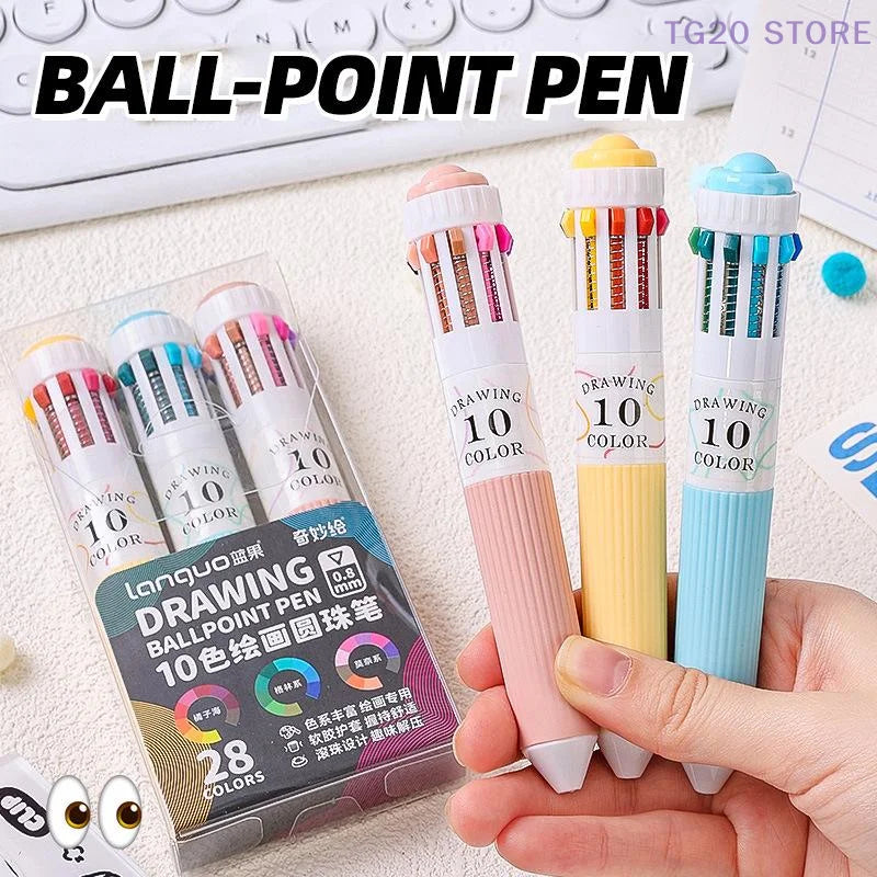 28-Color Multicolor Ballpoint Pen – 0.8mm Press Grip Writing Pen Multicolor Ballpoint Pen HIP