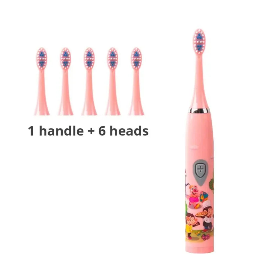 Acoustic Wave Electric Toothbrush Couples Set – 3 Brush Heads Electric Toothbrush Set HIP Pink With 6 Heads