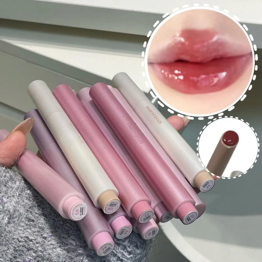 Diamond Pink Glitter Solid Jelly Lip Gloss Pen Moisturizing Mirror Water Lipstick Light Film-forming Non-Fading Gloss Cosmetic HIP