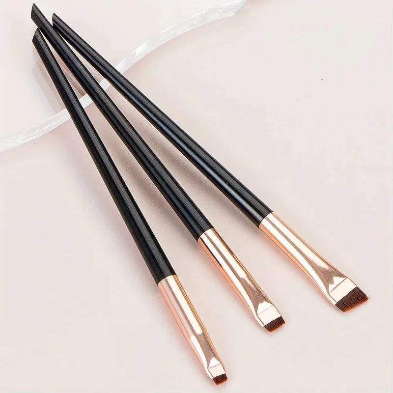 3-Piece Blade Eyeliner & Eyebrow Brush Set – Flat Fine Tip Eye Makeup Brush Set HIP C507-black gold 3pcs