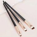 3-Piece Blade Eyeliner & Eyebrow Brush Set – Flat Fine Tip Eye Makeup Brush Set HIP C507-black gold 3pcs