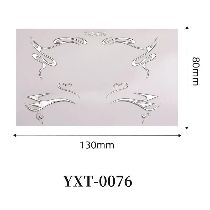 Silver Cosplay Eyelashes Eye Wing Tattoo Eyeliner Sticker Metal Facial Sticker Self Adhesive Face Decor Moon Star Tattoo Makeup HIP 0076