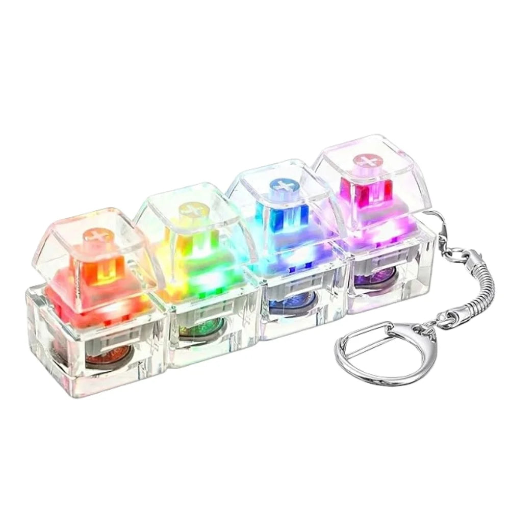 4-Button RGB Fidget Keyboard Keychain with LED Lights | HIP Fidget Keychain Toy HIP Transparent