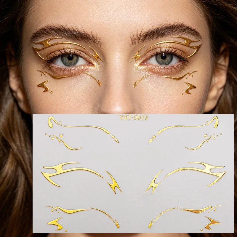 Colorful Eyes Makeup Stickers Laser Eye Eyeliner Eyebrows Face Art Sticker Decals Halloween Temporary Tattoo Party Decorations HIP YXT-013-1Pc