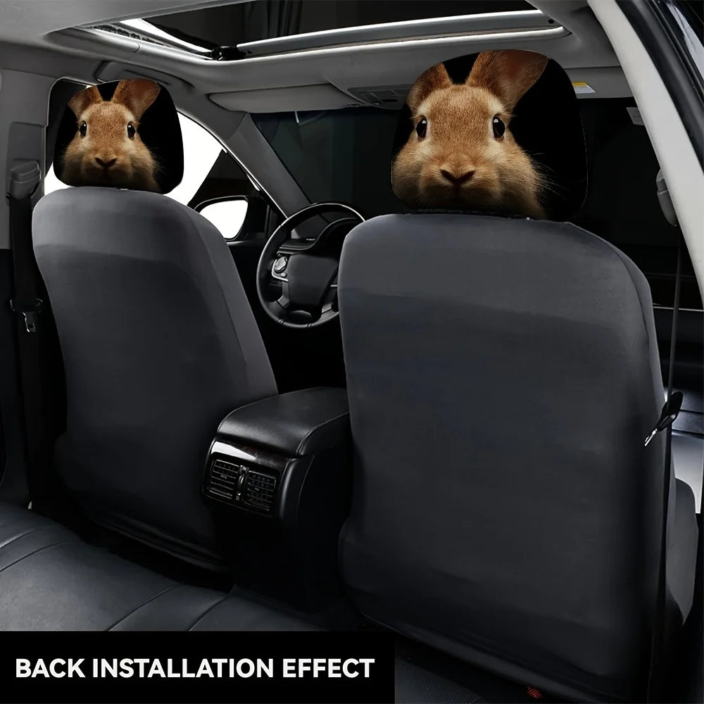 Bunny Print Car Headrest Covers Set of 2 – Polyester Car Headrest Covers HIP