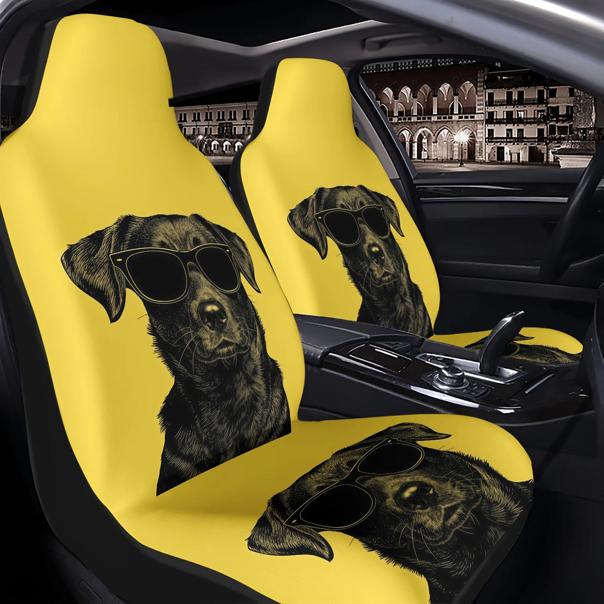 2pc Dog with Glasses Car Seat Covers – Fun & Easy Install Car Seat Covers HIP