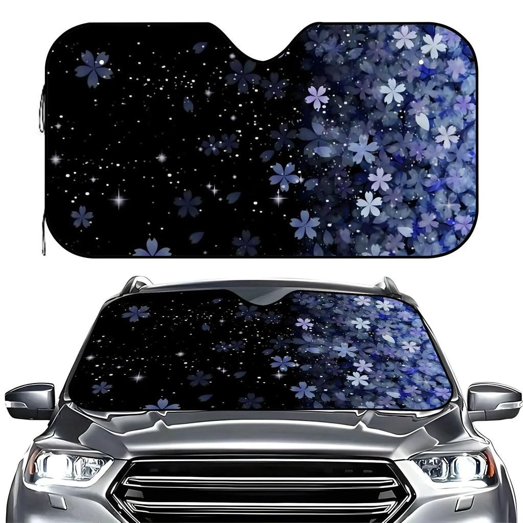Blue Cherry Blossom Car Sunshade – UV Block Windshield Protector Car Windshield Sunshade HIP S