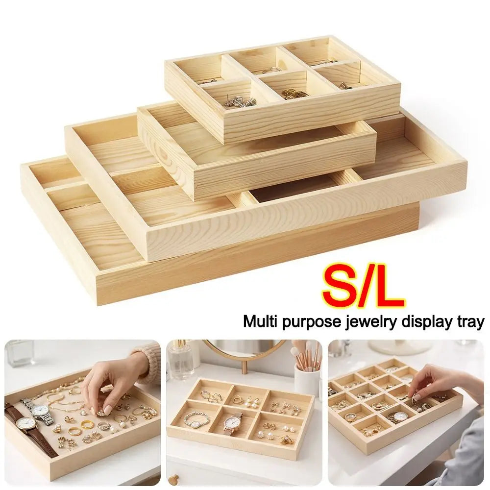 Wooden Multi-Grid Stackable Jewelry Display Tray & Organizer Jewelry Display Tray HIP