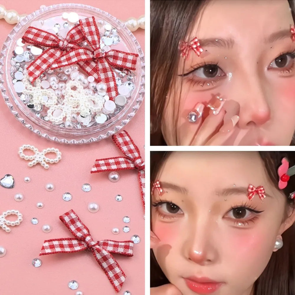 3D Rhinestone Bow Crystal Face & Nail Sticker Decorations