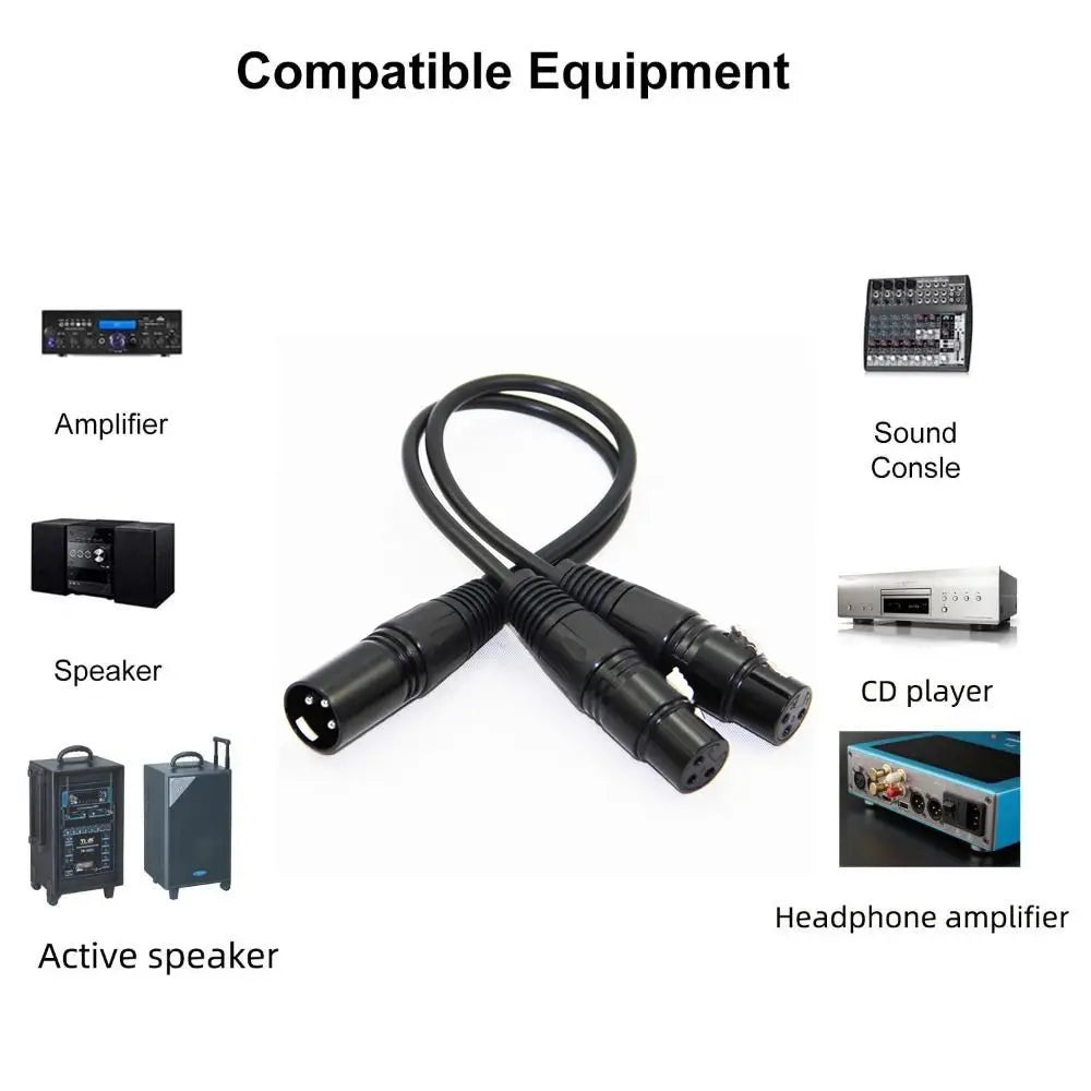 50cm XLR Y-Splitter Cable – 1 Male to 2 Female Balanced Mic XLR Splitter Cable HIP