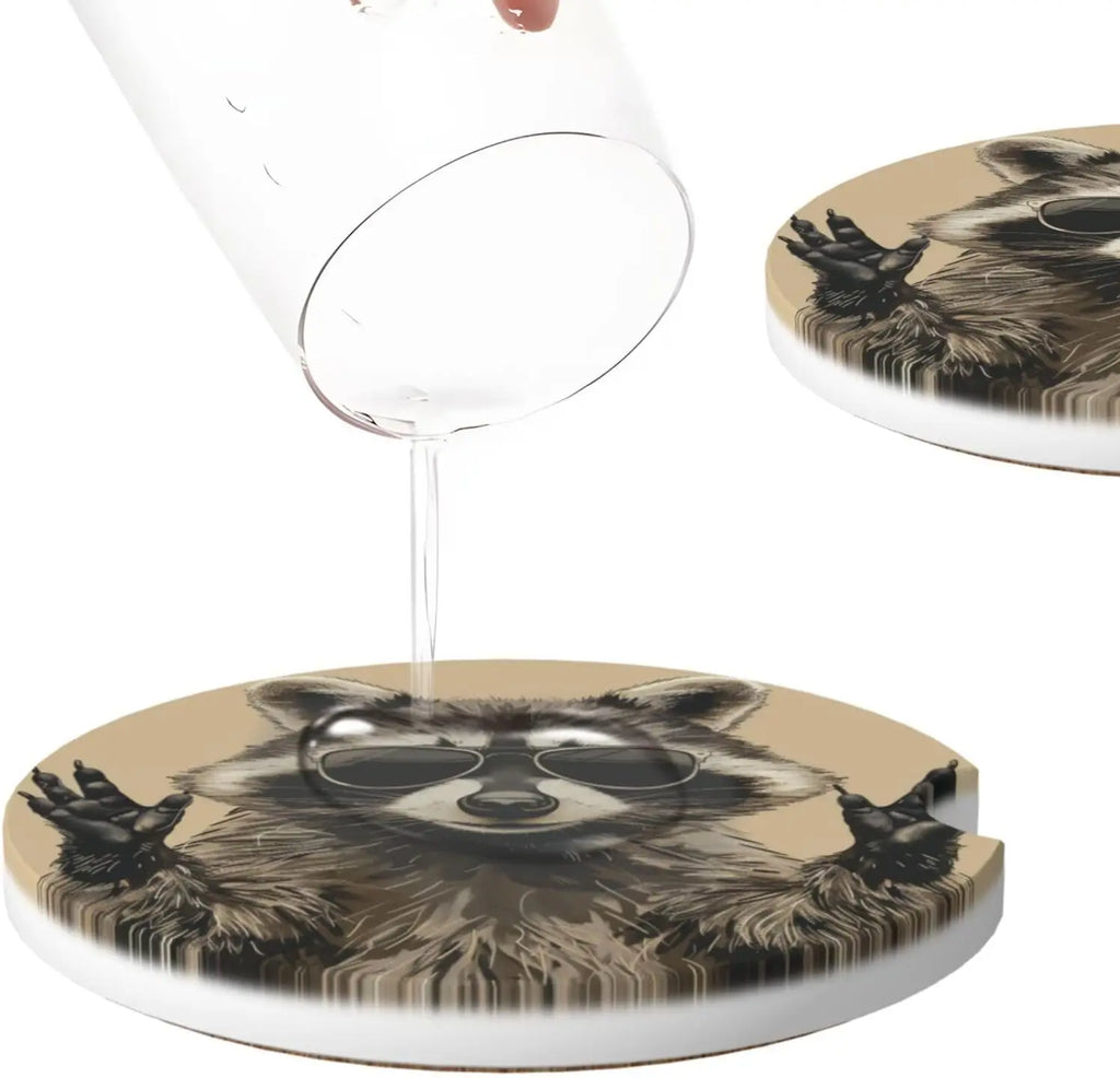2-Pack Raccoon Ceramic Absorbent Car Cup Holder Coasters Car Cup Coasters HIP