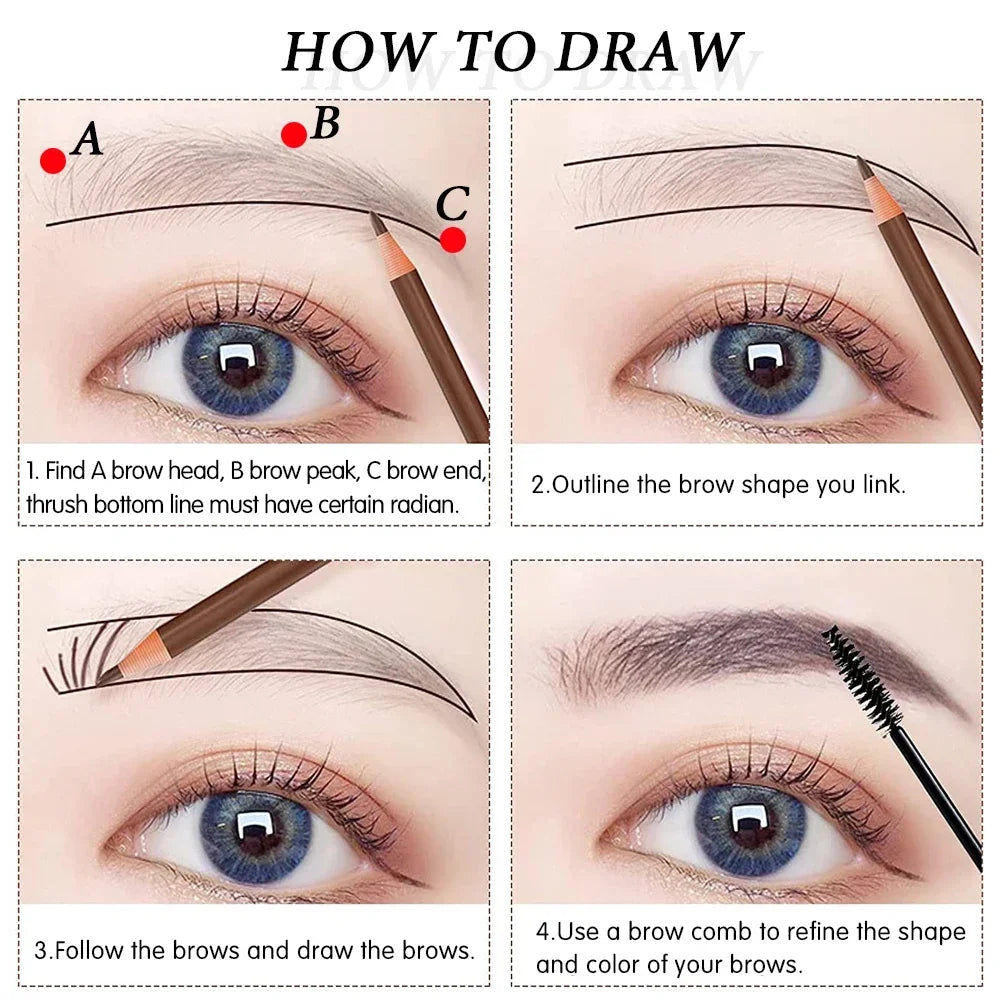 5-Pack Waterproof Microblading Eyebrow Pencil – 5 Shades Eyebrow Pencil Set HIP
