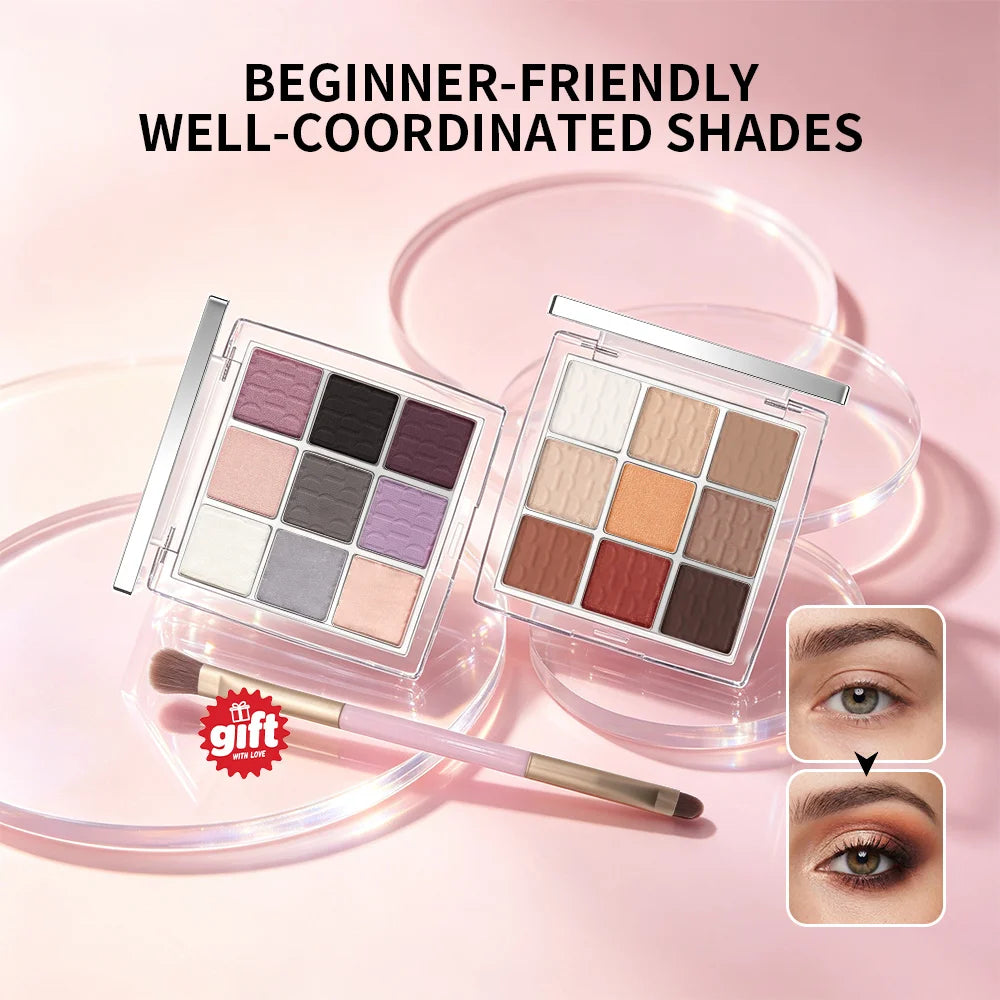 9 Shades Eyeshadow Palette Matte And Shimmer Bright Highlighter For Lying Silkworm With Cosmetic Brush Sweat Resistant Daily Eye HIP
