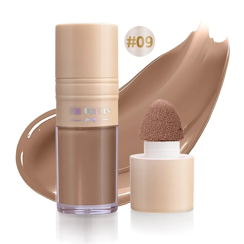 14 Colors Matte Liquid Blush Contour Highlighter Waterproof Long Lasting Sponge Brush Head High Pigment Blusher Brighten Bronzer HIP 09 Contour