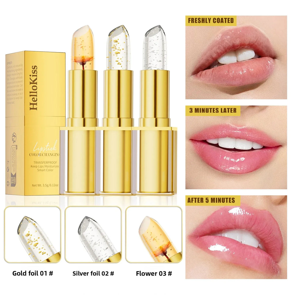 Hello Kiss Gold Foil Color-Change Plumping Lip Balm Color Change Lipstick HIP
