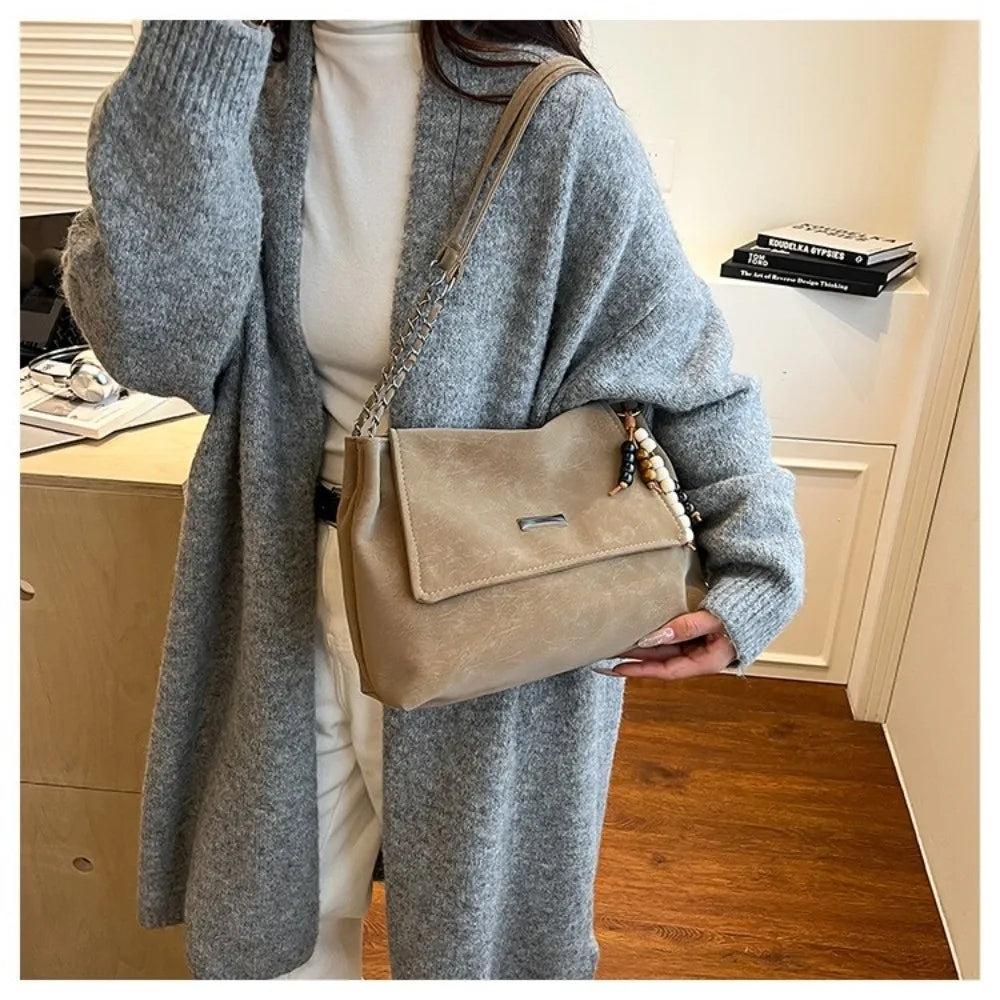 Retro Chain Crossbody Bag – Large PU Leather Women's Handbag Crossbody Shoulder Bag HIP