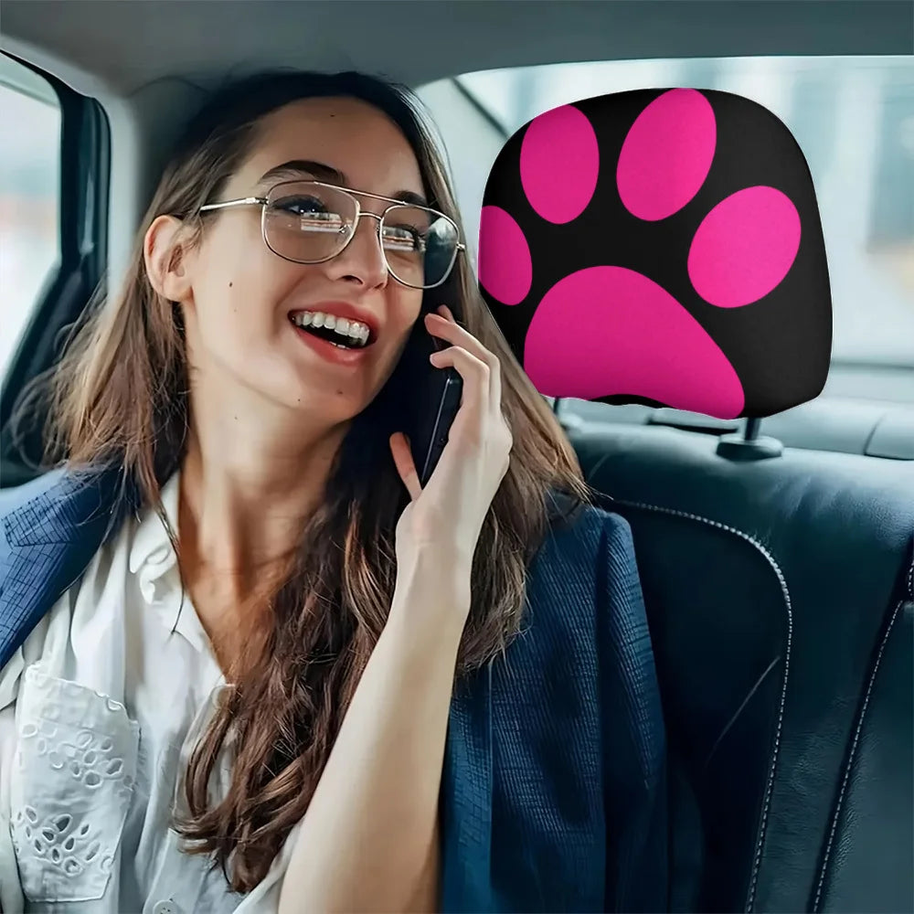 2-Pack Pet Paw Print Car Headrest Covers – All-Weather Car Headrest Covers HIP