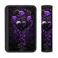 Car Seat Belt Cover – Soft Shoulder Pad, Purple Roses Design Seat Belt Cover HIP black