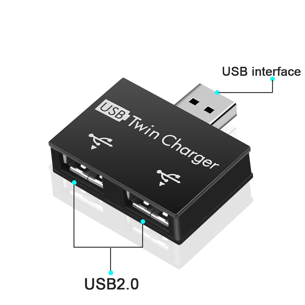 USB 2.0 Hub Splitter – 1 Male to 2 Female Port Adapter USB Hub Adapter HIP
