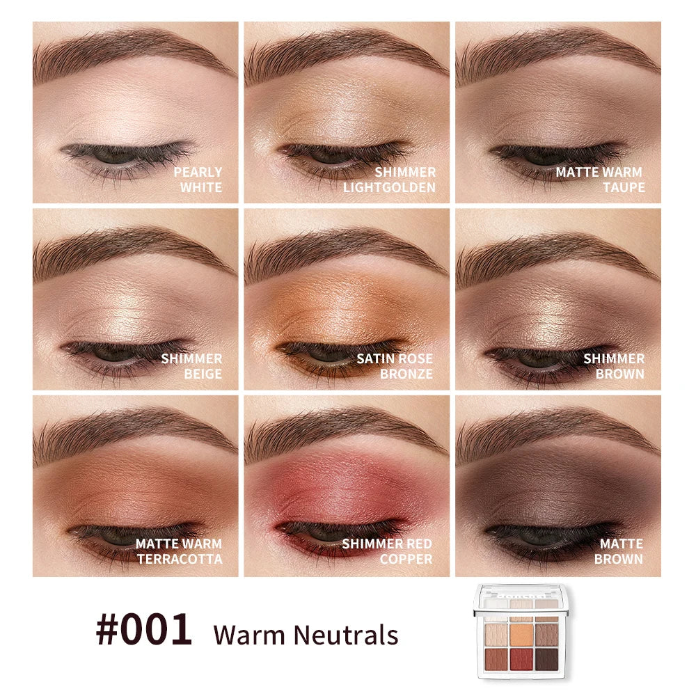 9 Colors Eyeshadow Palette With 3Pcs Brushes Long Lasting Waterproof Matte Shimmer Lying Silkworm Highlighter Daily Eye Makeup HIP