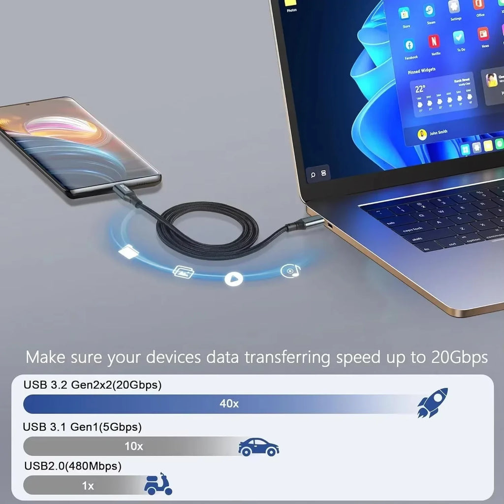 USB-C to USB-C 100W PD Cable – 20Gbps 8K Video USB 3.2 USB-C Charging Cable HIP