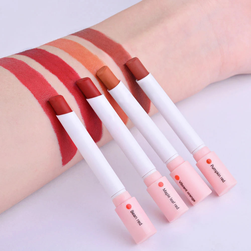 4 pcs/set Cigarette Lipstick Set Long Lasting Lip Glaze Matte Lip Gloss Waterproof Lip Stick Tube Nude Lip Tint Makeup Cosmetics HIP