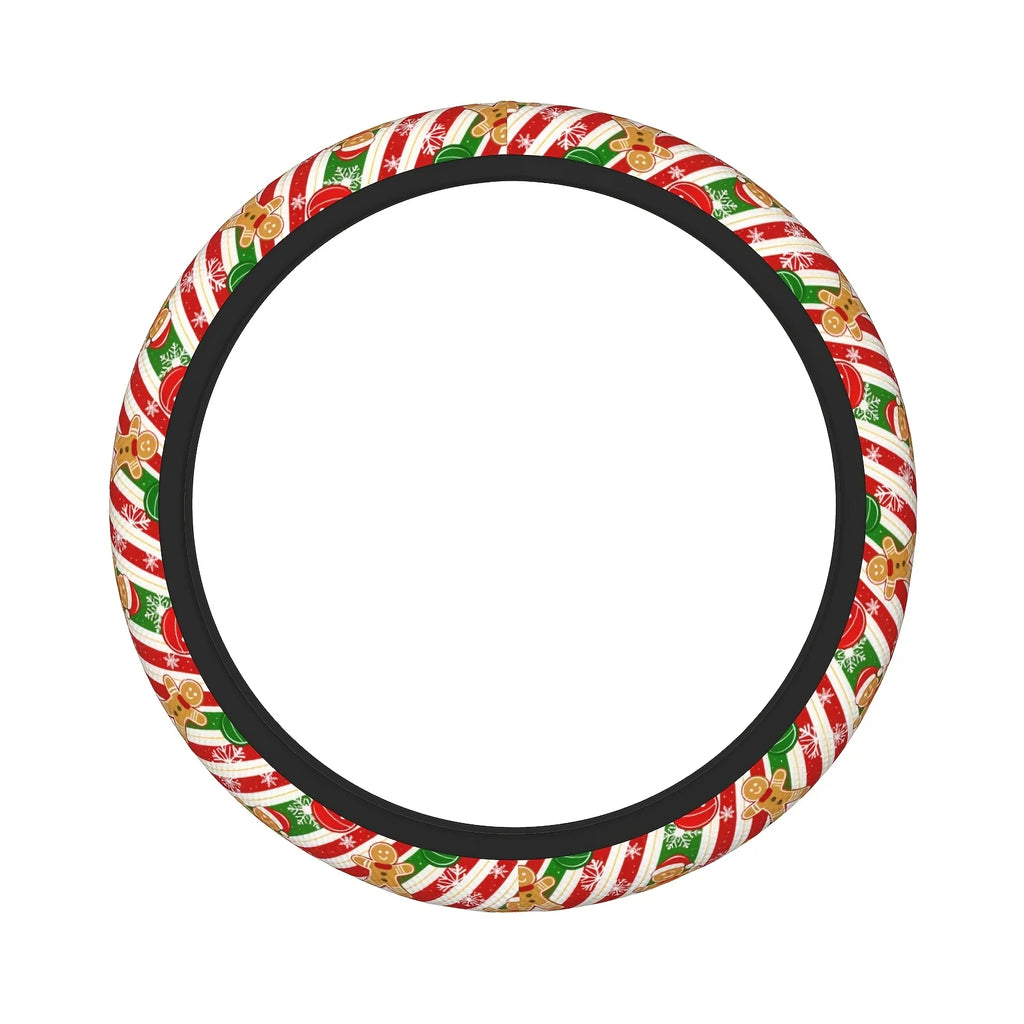 Christmas Gingerbread Steering Wheel Cover – 15-Inch Fit Steering Wheel Cover HIP
