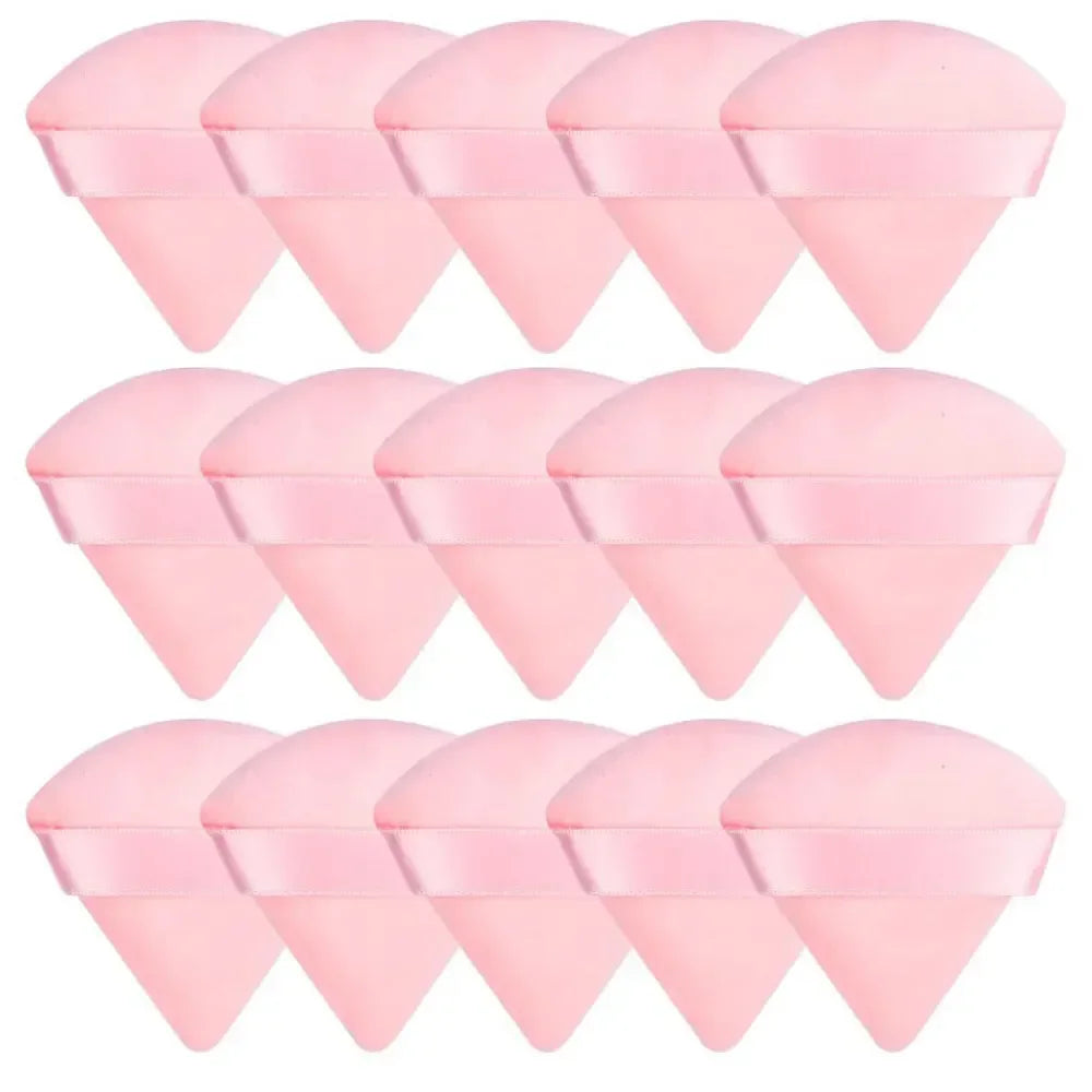 Velvet Triangle Powder Puff Set – Soft Washable Makeup Sponge Makeup Powder Puff HIP C533- Pink-15PCS