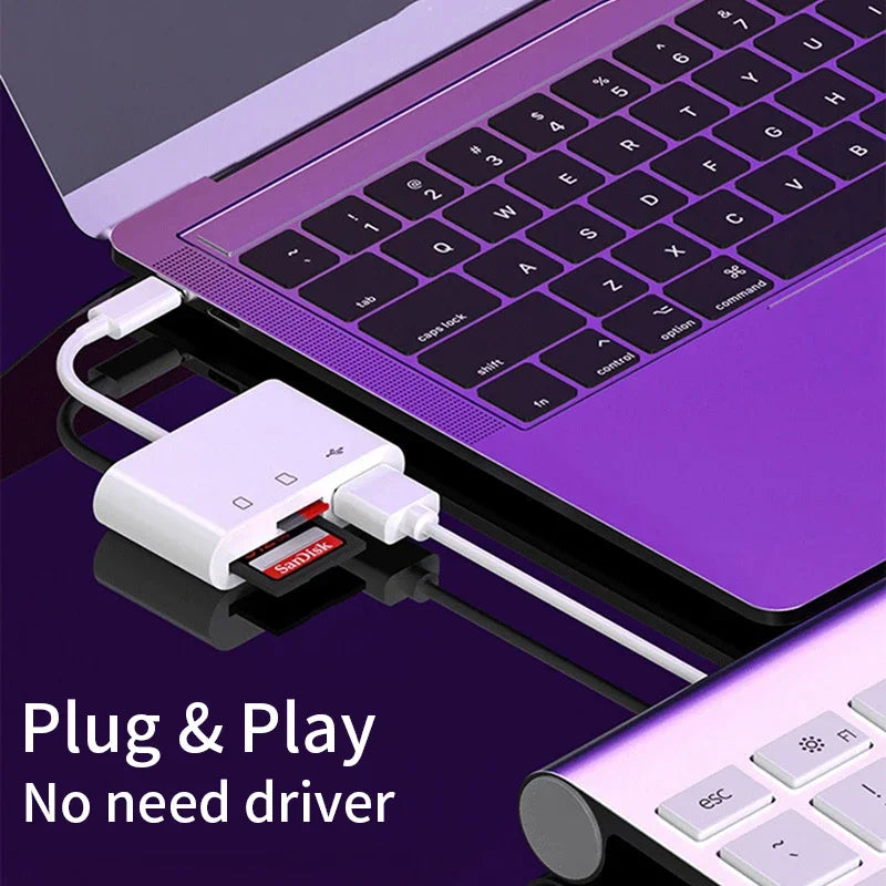 USB-C 3-in-1 SD TF Card Reader OTG Adapter – Plug & Play USB-C Card Reader HIP