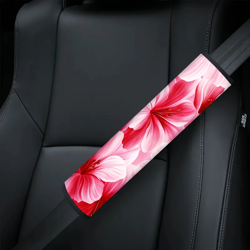 2pc Pink Hibiscus Car Seat Belt Covers – Universal Fit Seat Belt Cover HIP