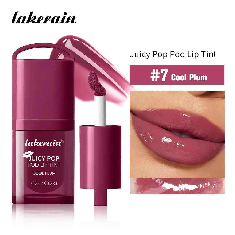 JuicePop Box Lip Tint Hydrating Oil Lip Gloss High Shine Non-Sticky Long Lasting Waterproof Lightweight Nourishing Vivid Color L HIP 7Cool Plum
