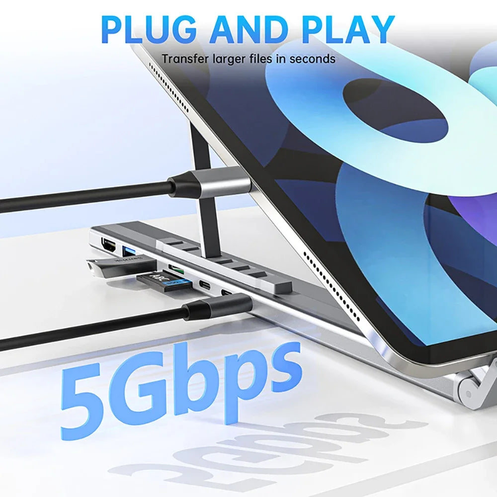 8-in-1 USB-C Docking Station – 4K HDMI, 100W PD, Aluminum USB-C Docking Station HIP
