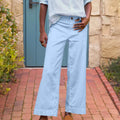 Women's Wide Leg Work Pants – High Waist Business Casual Wide Leg Trousers HIP Sky Blue XL CN