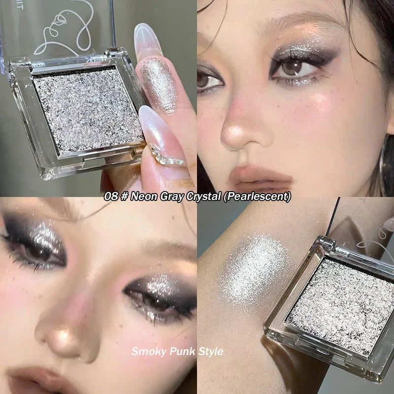 Wet Gel Eyeshadow Black Silver Glitter Eye Shadow Palette Punk Smoky Metallic Eye Pigments Highlight Contour Face Blush Cosmetic HIP 08