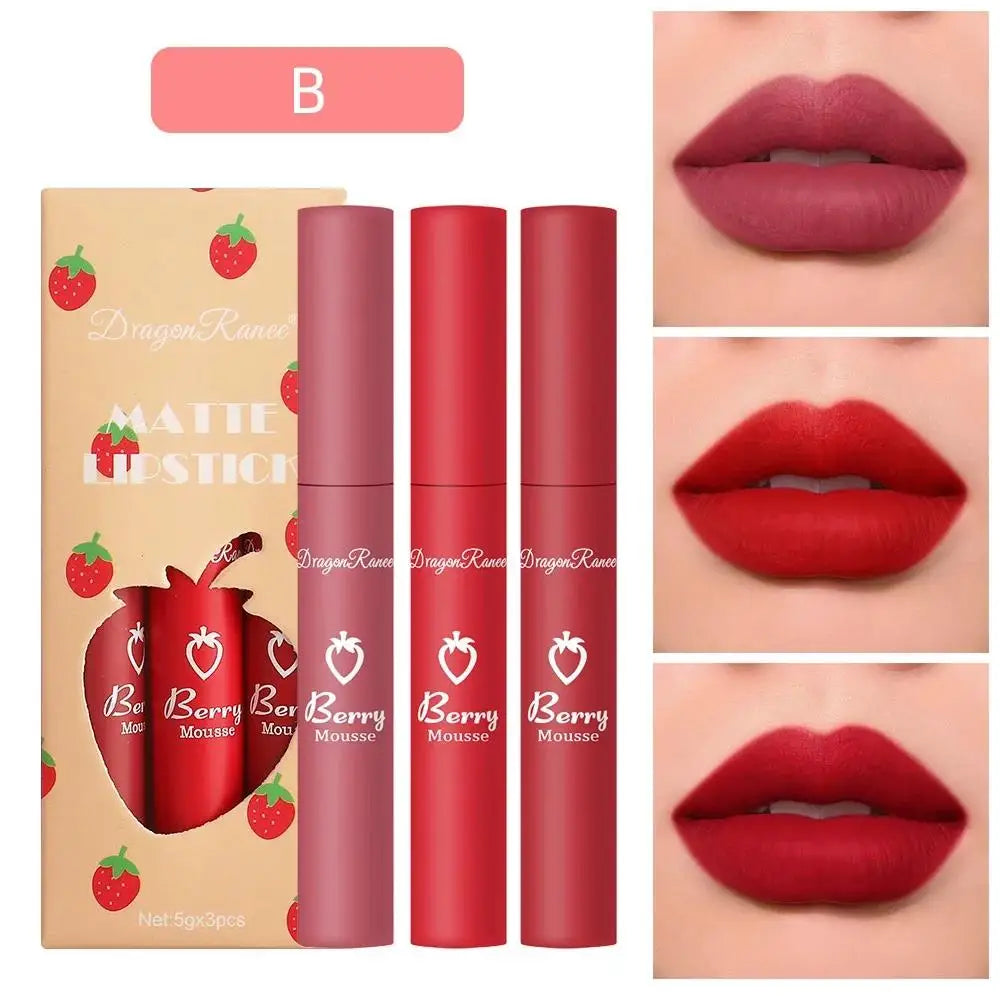 Dragon Ranee 3-Pc Velvet Matte Lip Gloss Set | Long Lasting Velvet Matte Lip Gloss HIP