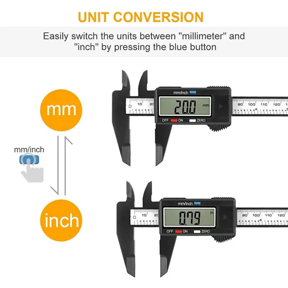 150mm 100mm Electronic Digital Caliper Carbon Fiber Dial Vernier Caliper Gauge Micrometer Measuring Tool Digital Ruler HIP