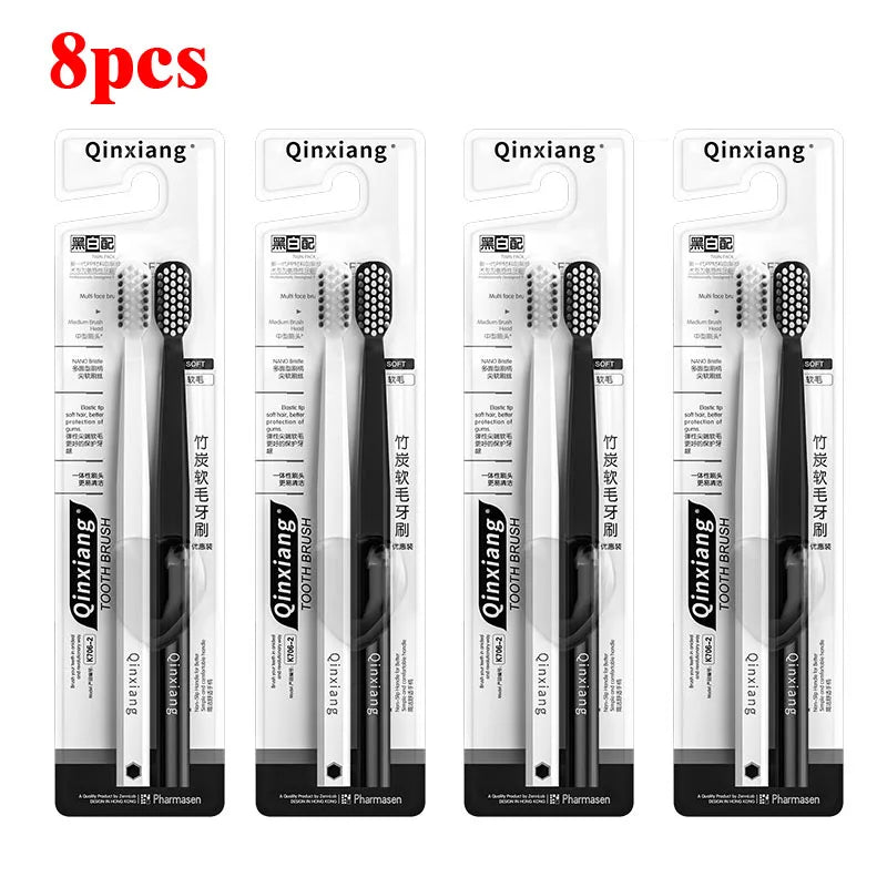 Bamboo Charcoal Soft Bristle Toothbrushes – 2–10 Pack | RUZOFO Toothbrush Set HIP C694-8pcs