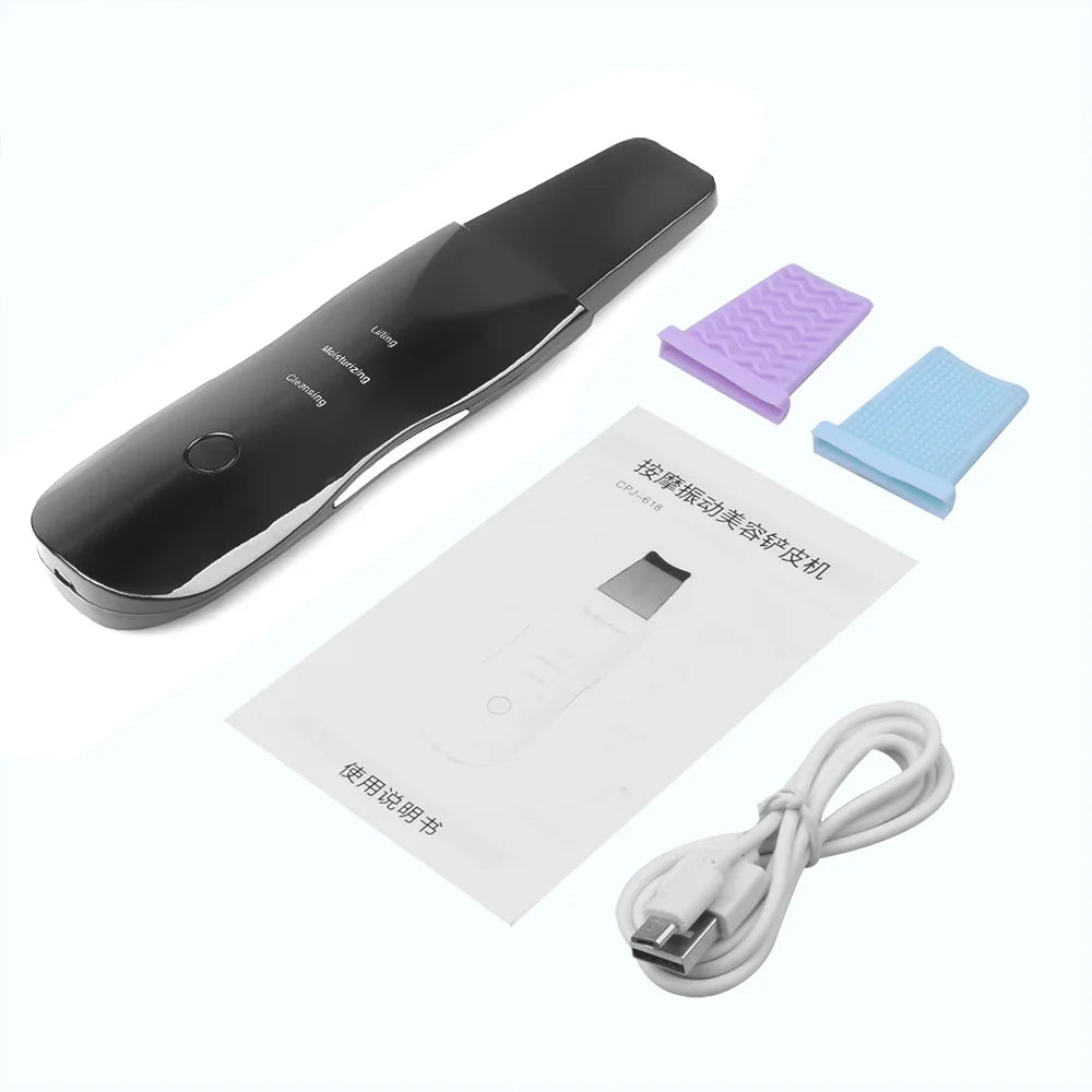 Vibrating Skin Scrubber Spatula – Blackhead & Pore Cleaner Facial Cleansing Device HIP Vibrate-Black