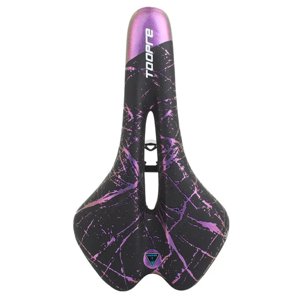 Gel-Filled PU Leather Bike Saddle – MTB & Road Cycling Seat Bicycle Saddle HIP Purple