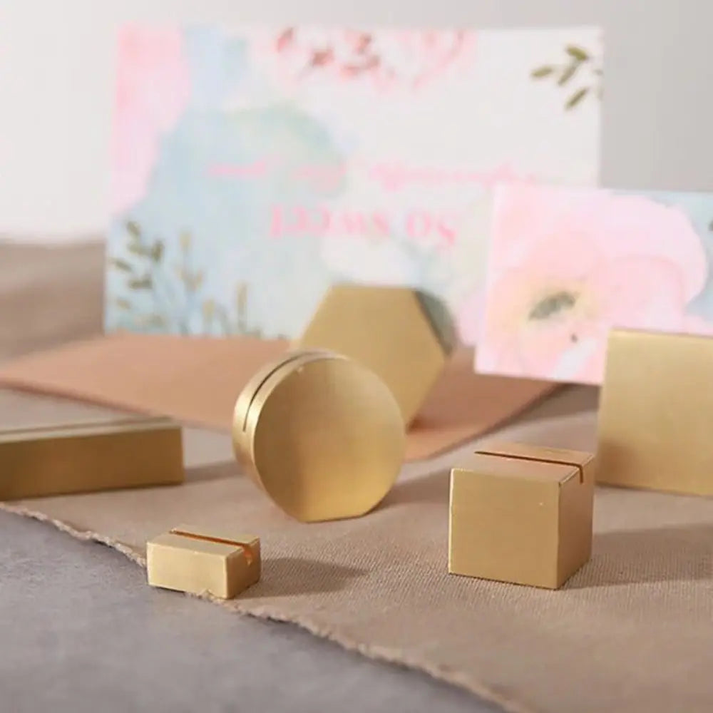 Brass Business Card & Photo Clip Holder – Desktop Organizer Desktop Card Holder HIP