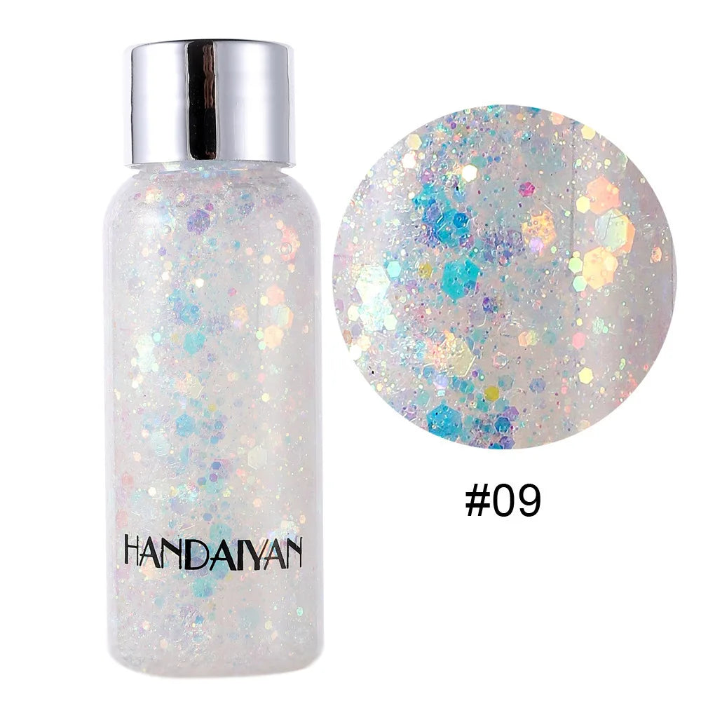 HANDAIYAN Body & Face Glitter Gel – Waterproof Festival Sequins Body Glitter Gel HIP 09