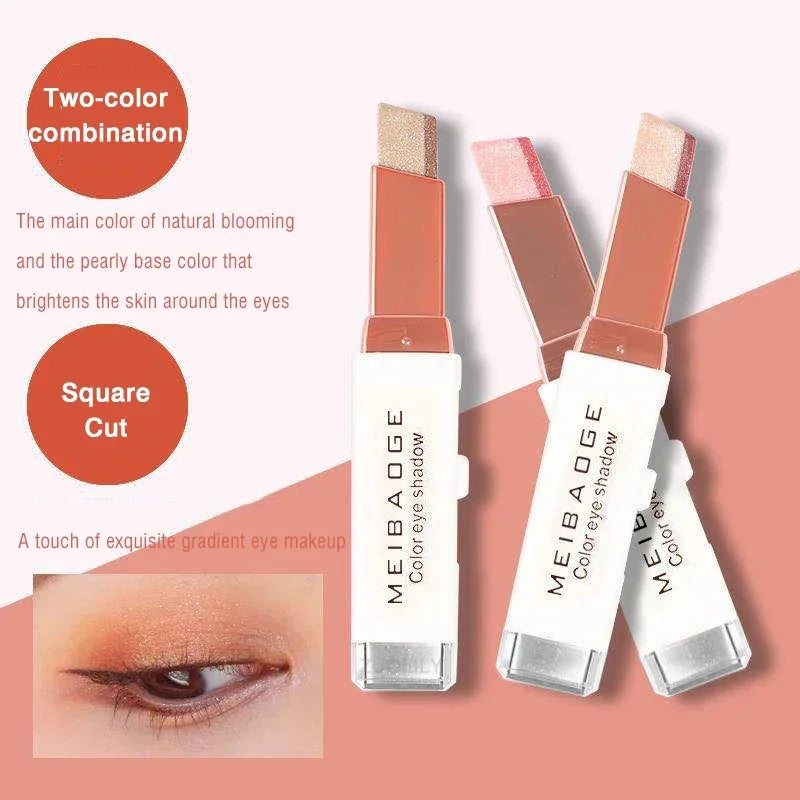 Professional 2 In 1 Double Color Gradient Velvet Shadow Stick Eye Makeup Waterproof Lasting Shimmer Metallic Eyeshadow Makeup HIP