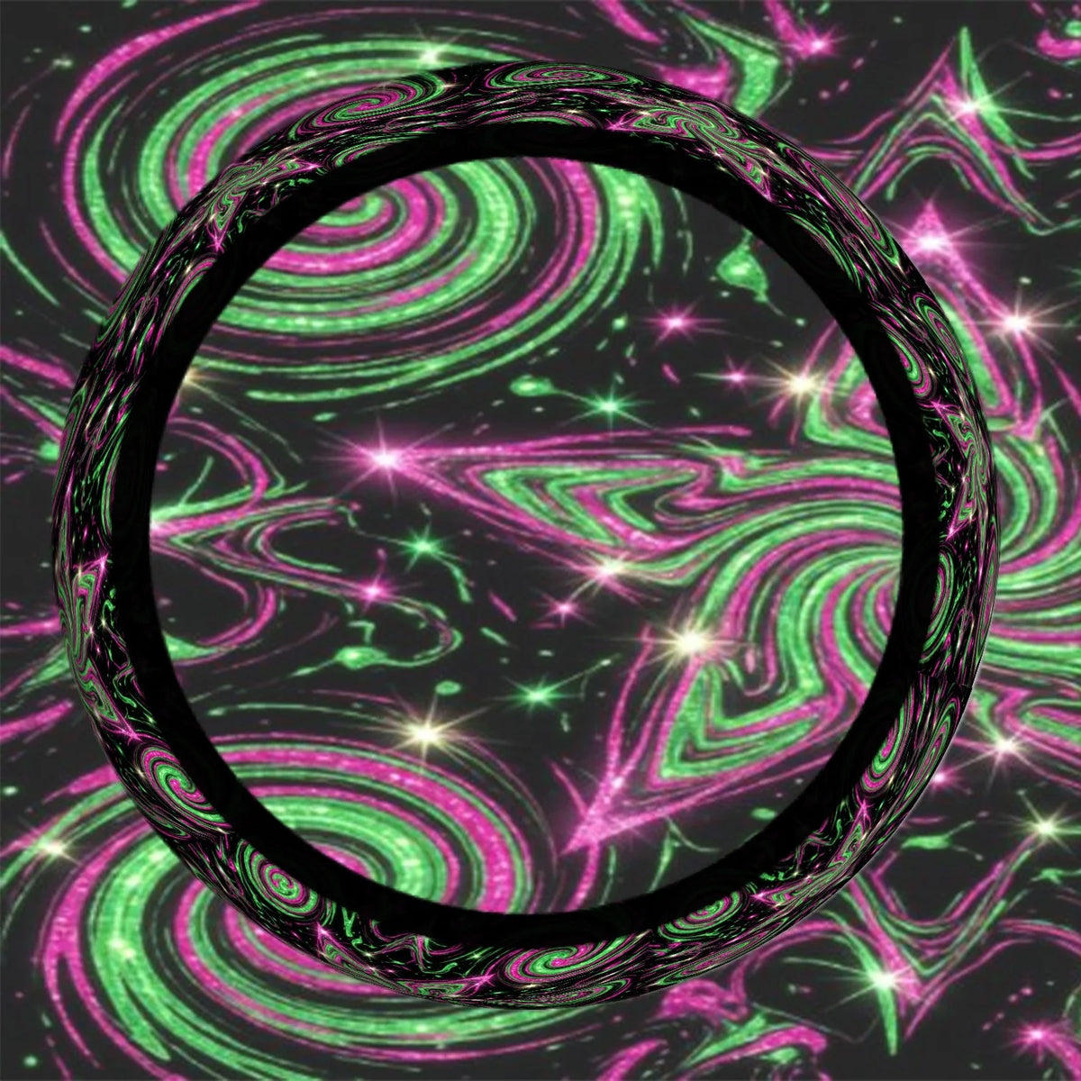 Glittery Swirl Star Steering Wheel Cover – Anti-Slip 15" Steering Wheel Cover HIP